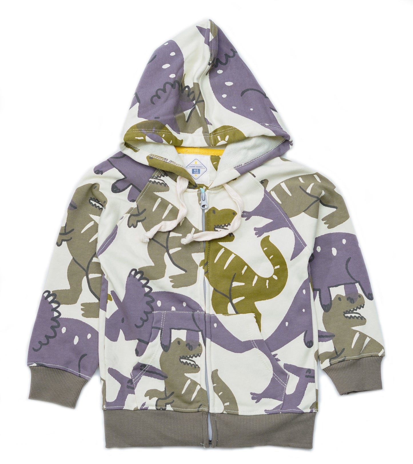 BOYS DINO PRINTED ZIPPER HOODIE