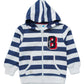 BOYS BLUE STRIPED FLEECE HOODED ZIPPER