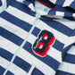 BOYS BLUE STRIPED FLEECE HOODED ZIPPER