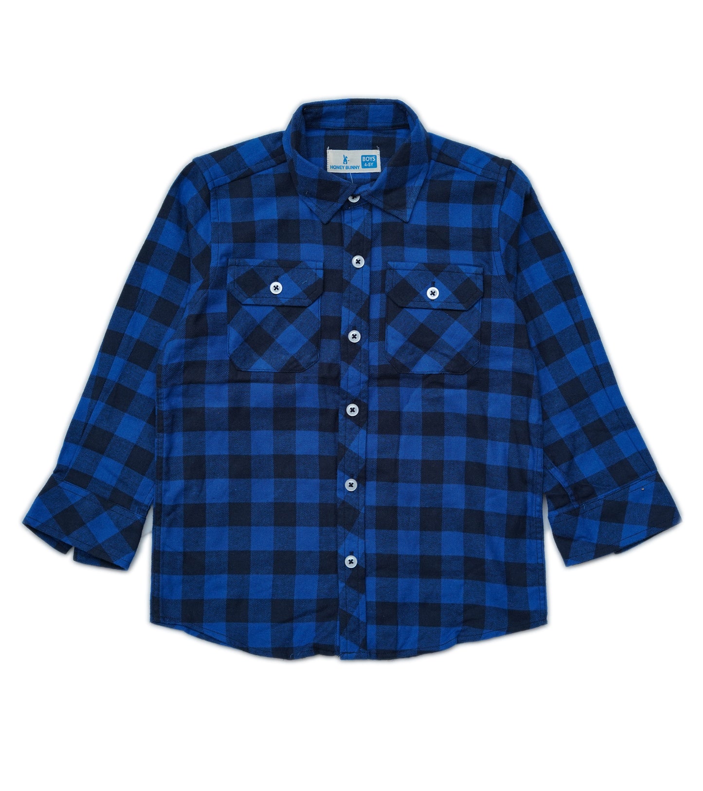 BOYS BLUE FLANNEL CHECK SHIRT