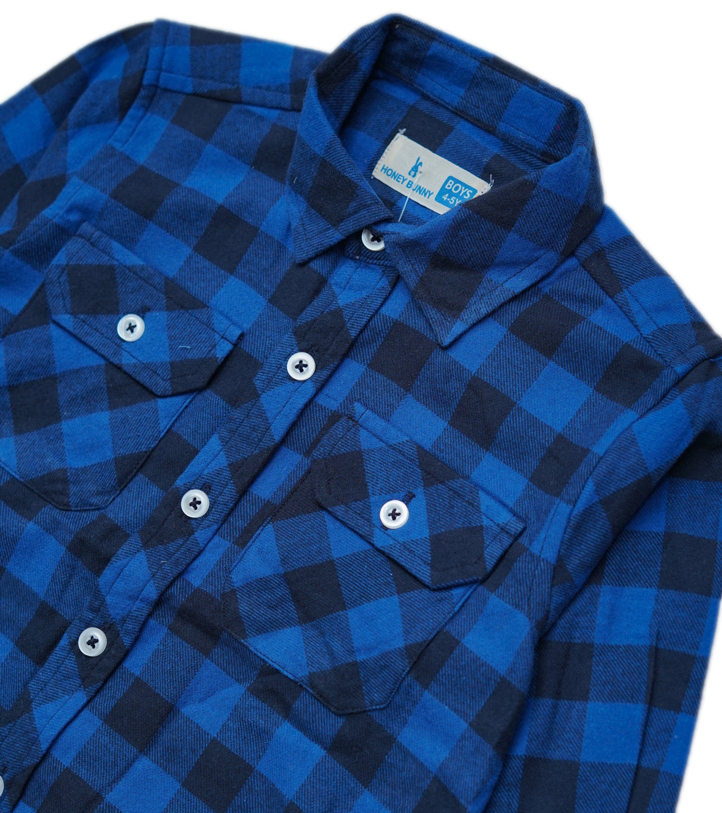 BOYS BLUE FLANNEL CHECK SHIRT