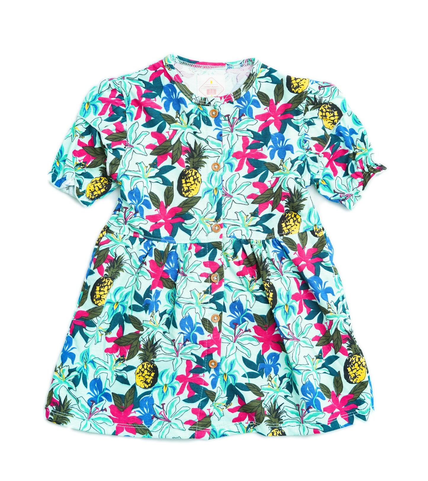 GIRLS FLORAL PINEAPPLE PRINTED DRESS