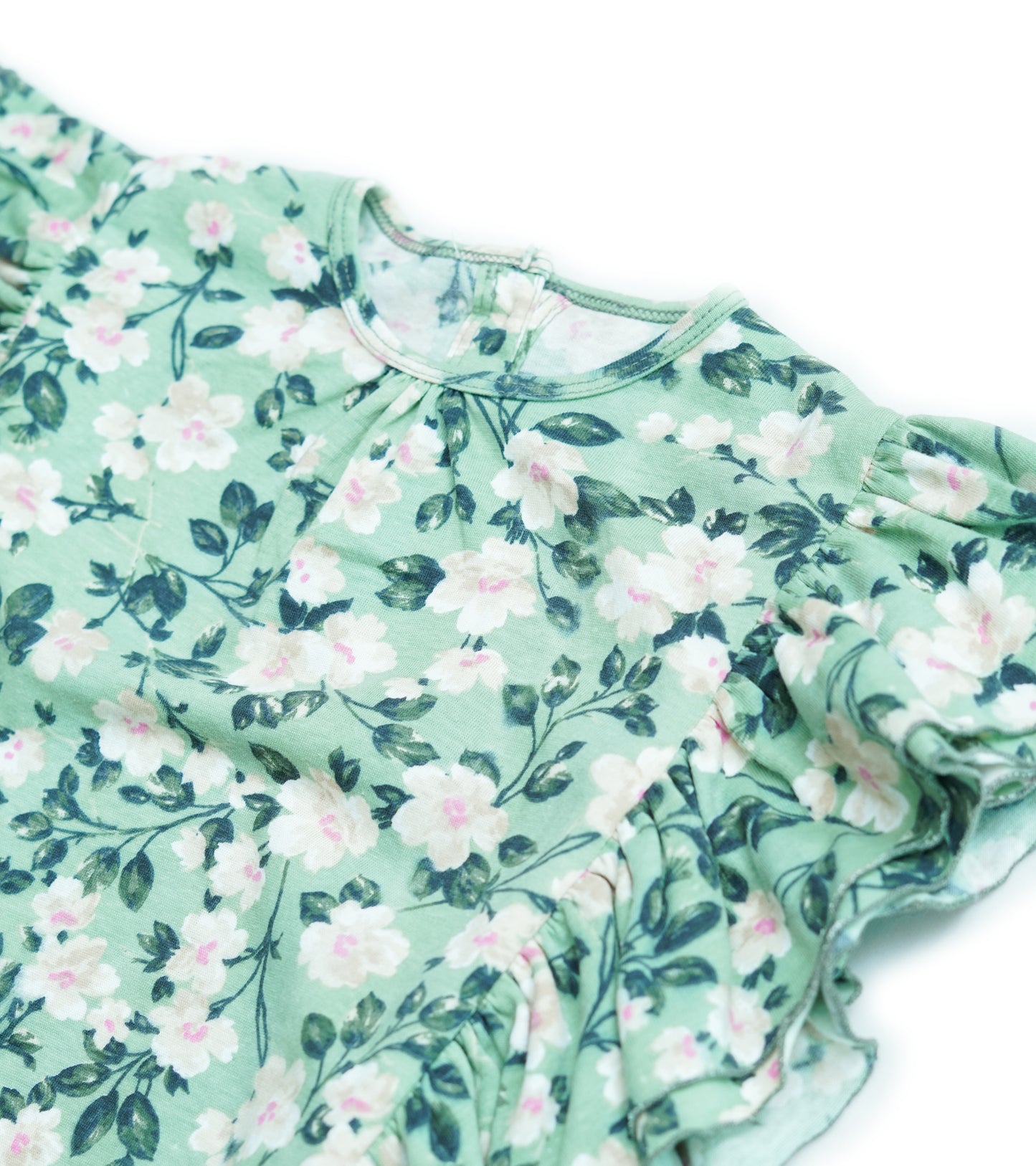 GIRLS GREEN FLORAL BUTTERFLY TOP