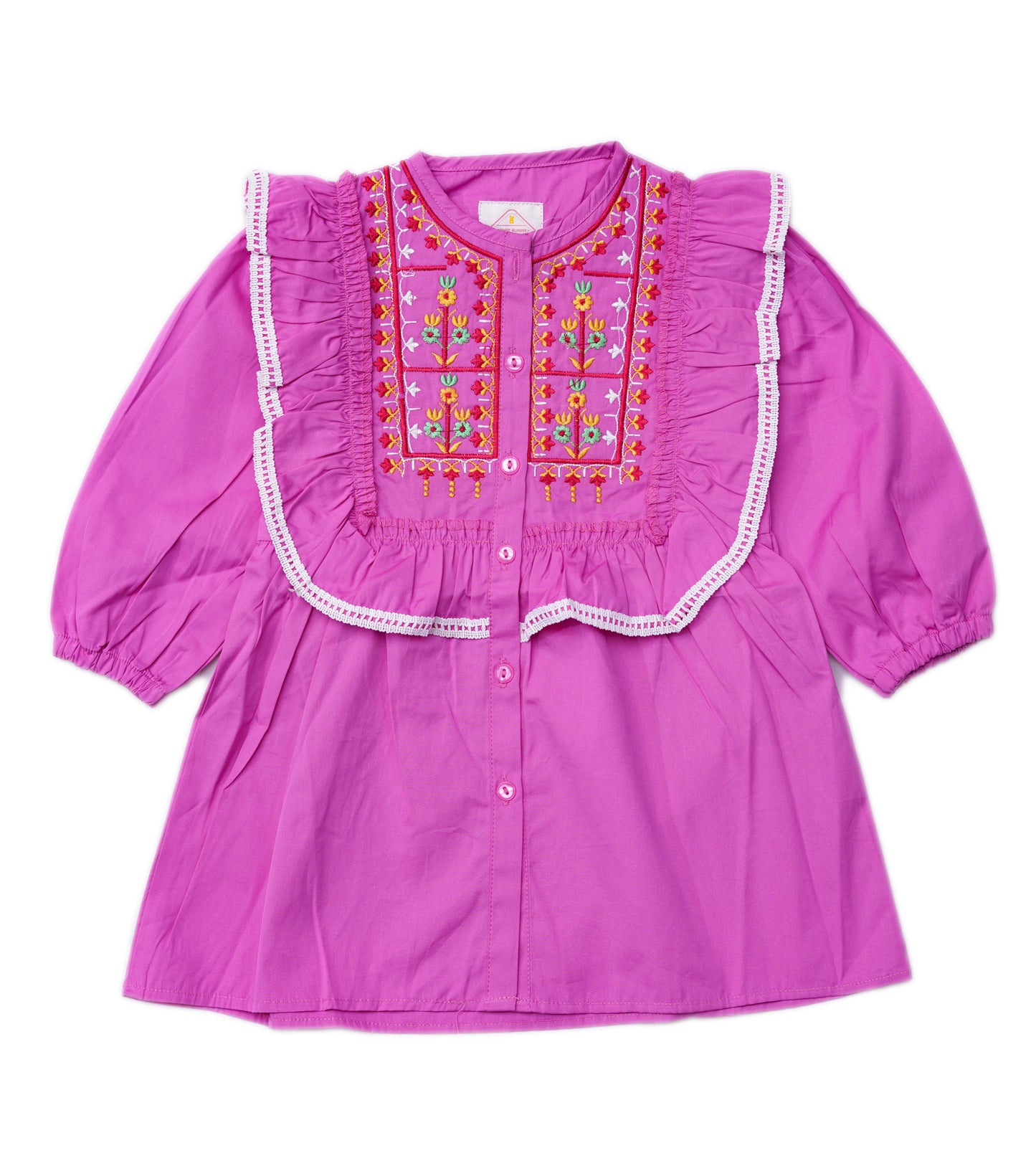 GIRLS BABY PINK EMBROIDERY TOP