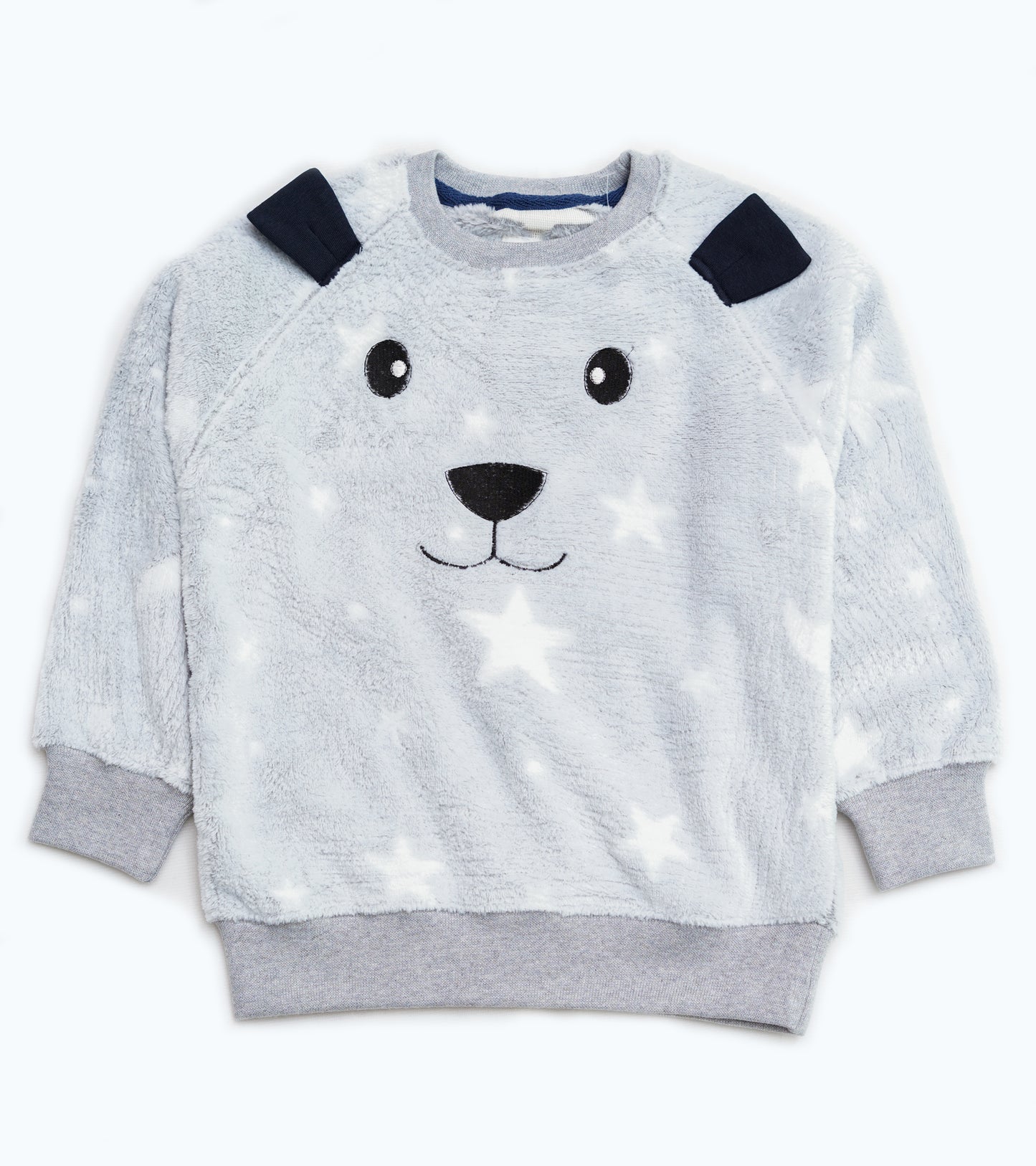 BOYS BEAR EMB FUR SWEATSHIRT