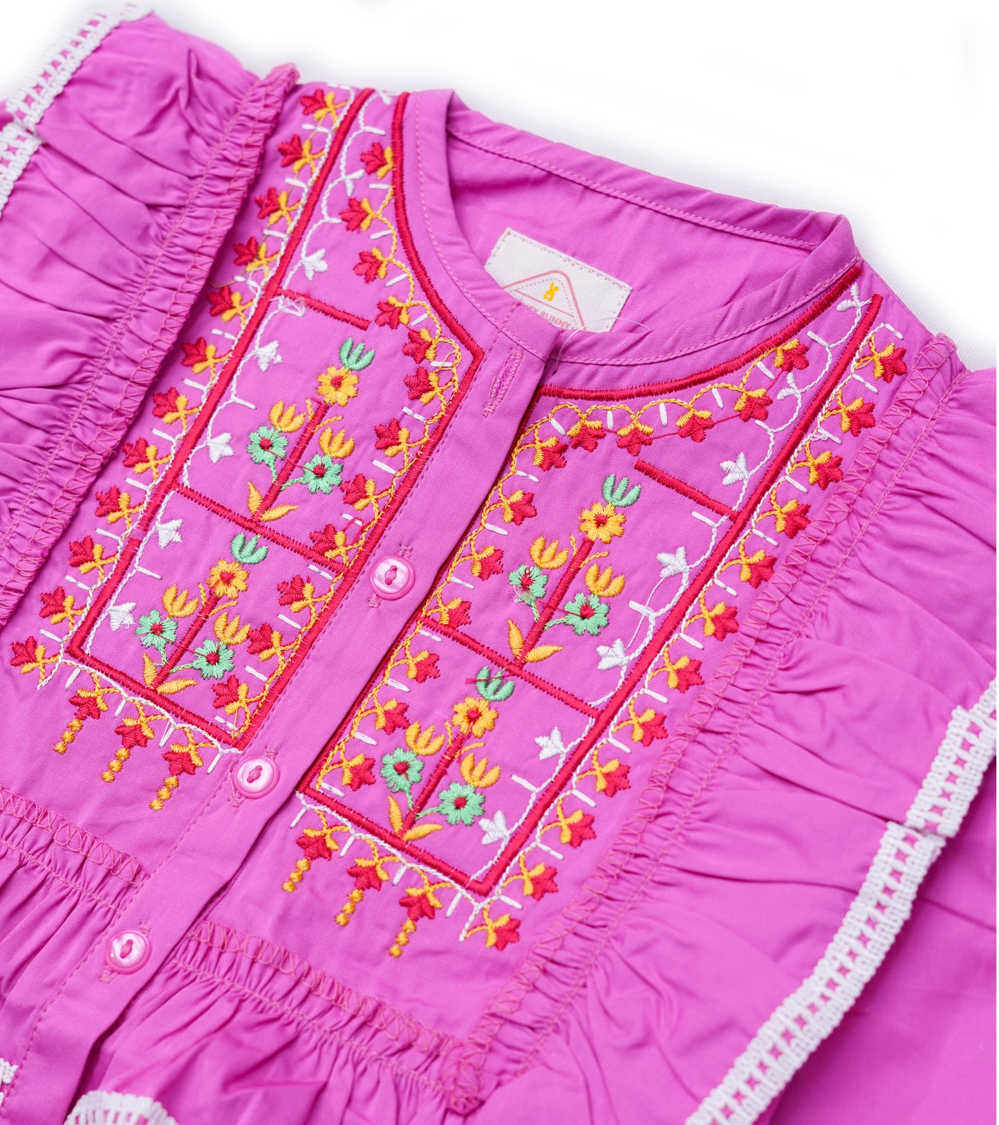 GIRLS BABY PINK EMBROIDERY TOP