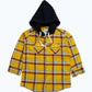 BOYS YELLOW CHECK HOODED SHIRT