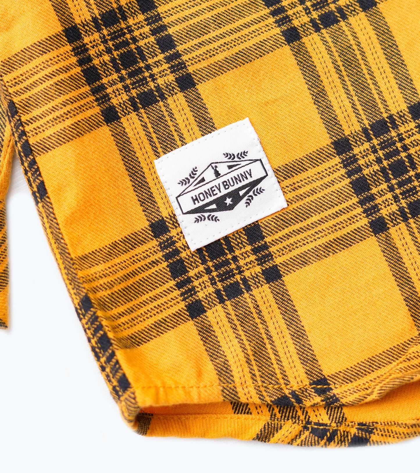 BOYS FLANNEL MUSTARD HOODED CHECK SHIRT