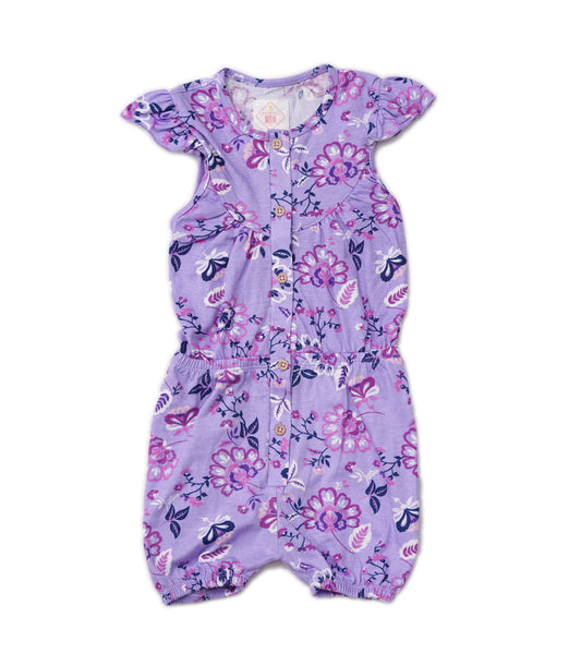 GIRLS PURPLE PRINTED JUMPSUIT