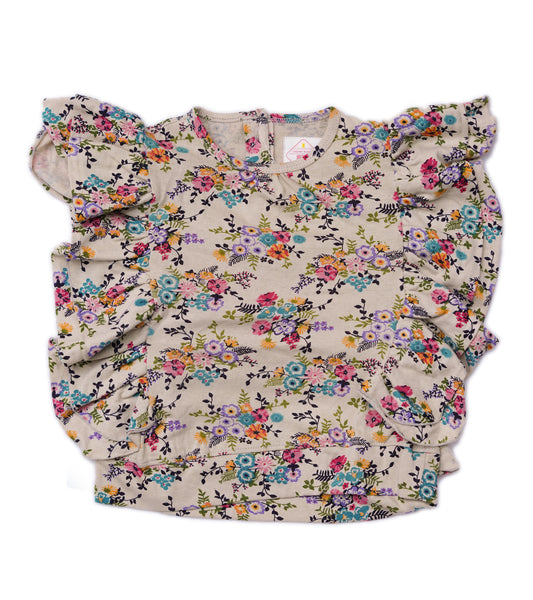 GIRLS PRINTED FRILL TOP