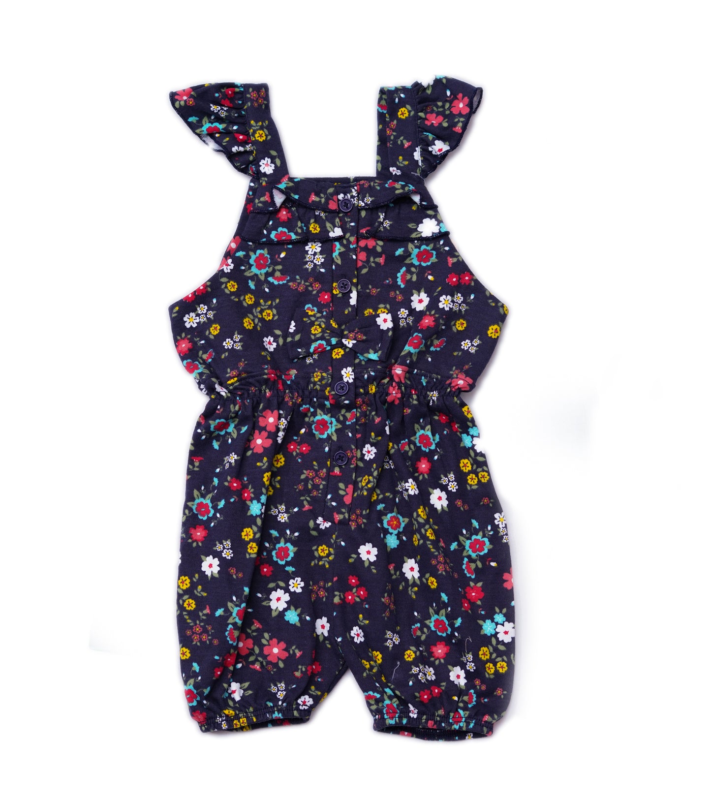 GIRLS NAVY BLUE FLORAL PRINTED JUMPSUIT