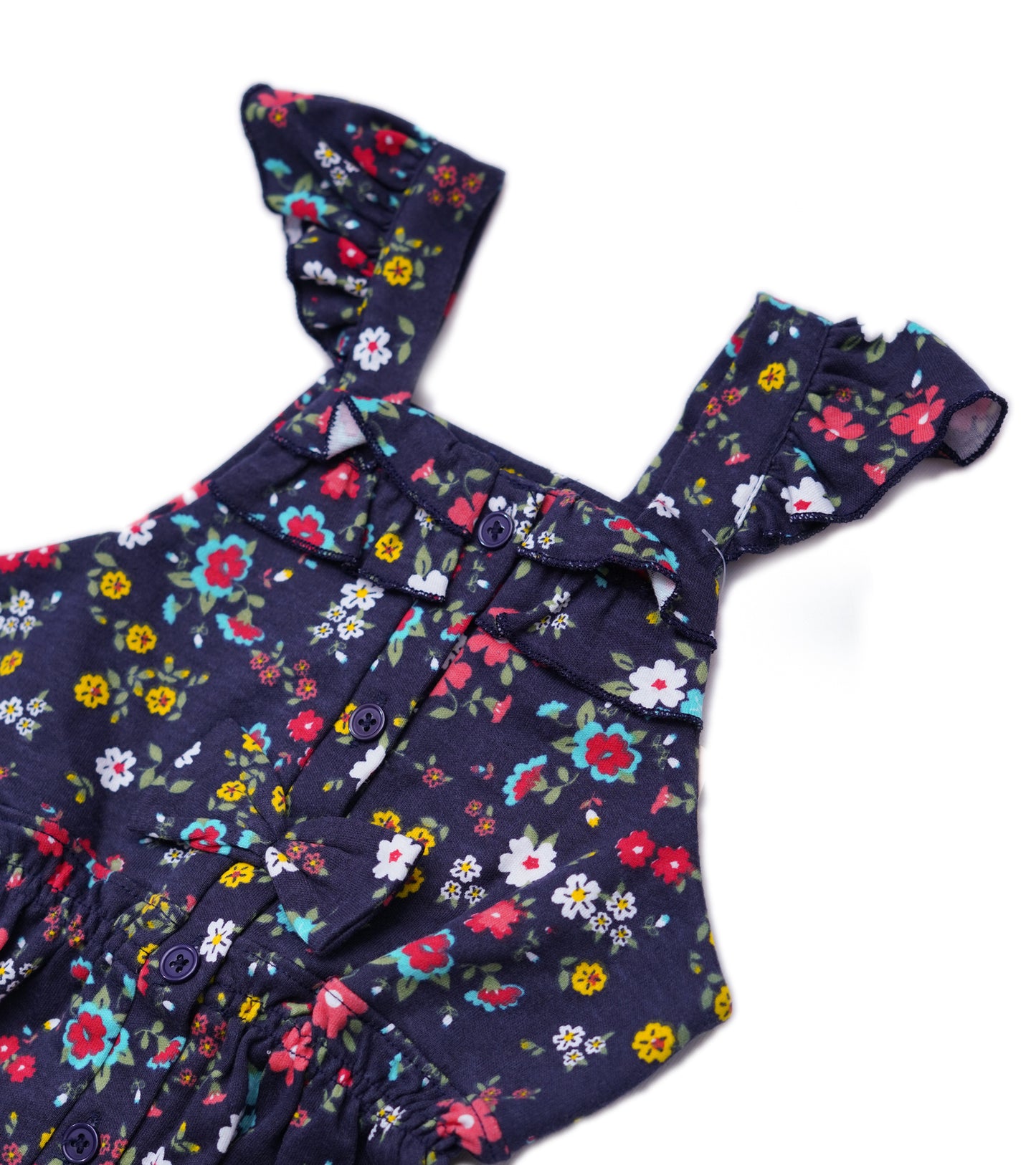 GIRLS NAVY BLUE FLORAL PRINTED JUMPSUIT