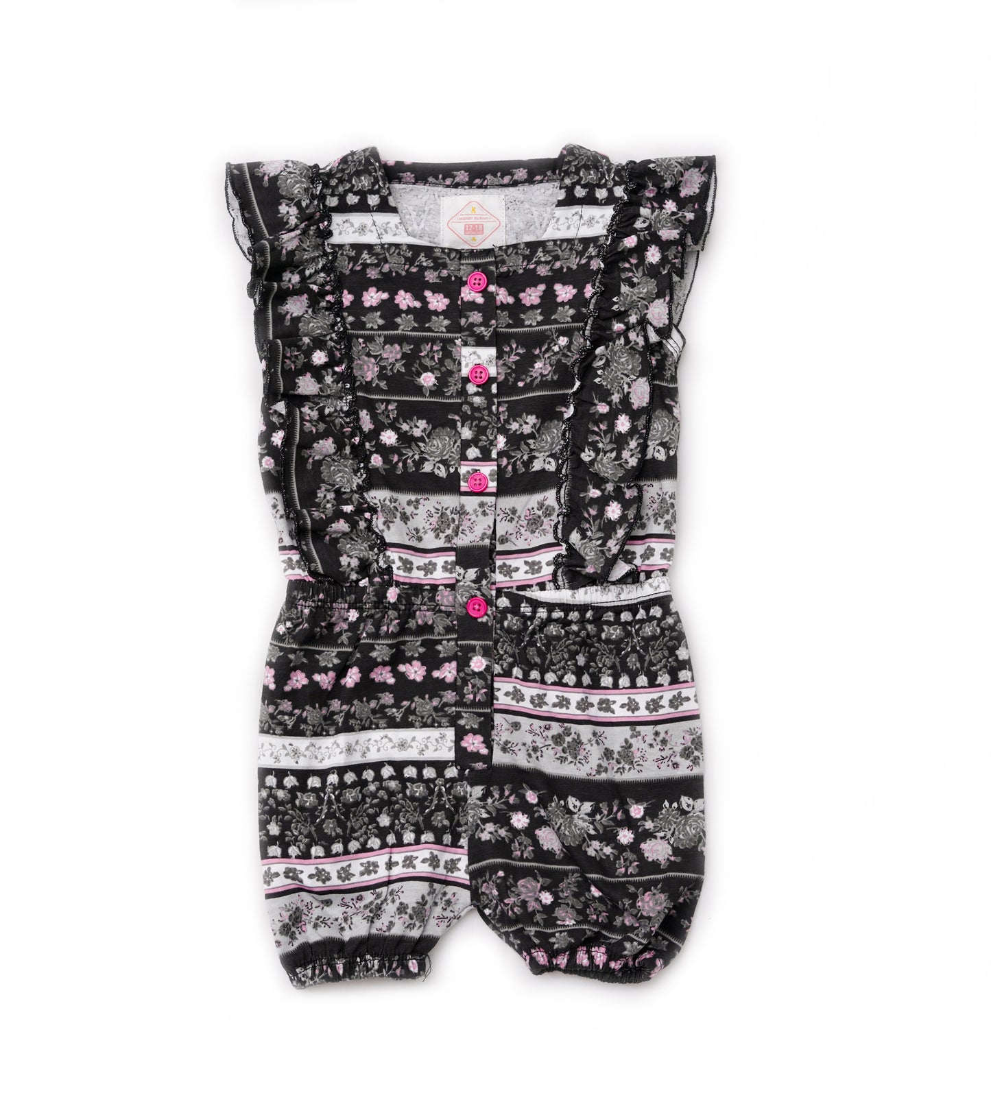 GIRLS BLACK PRINTED JUMPSUIT