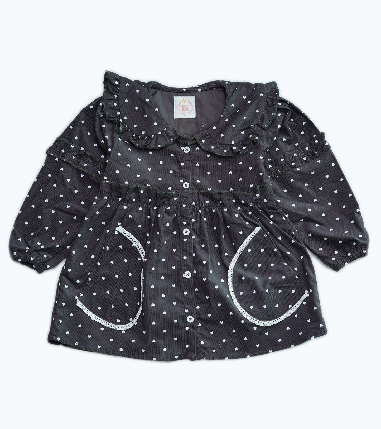 GIRLS HEART PRINTED CORDUROY TOP