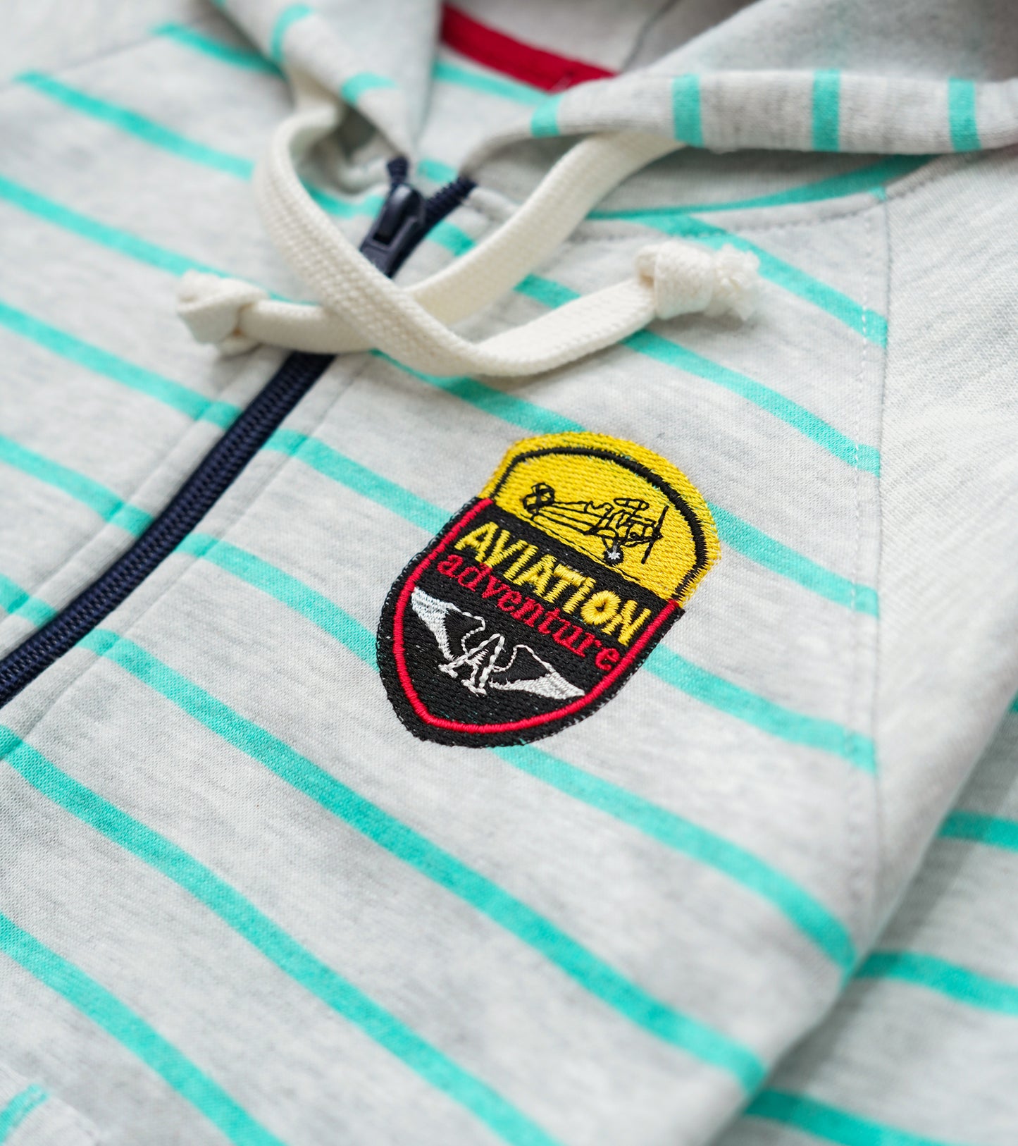 BOYS STRIPPED AVIATION ADVENTURE ZIPPER HOODIE