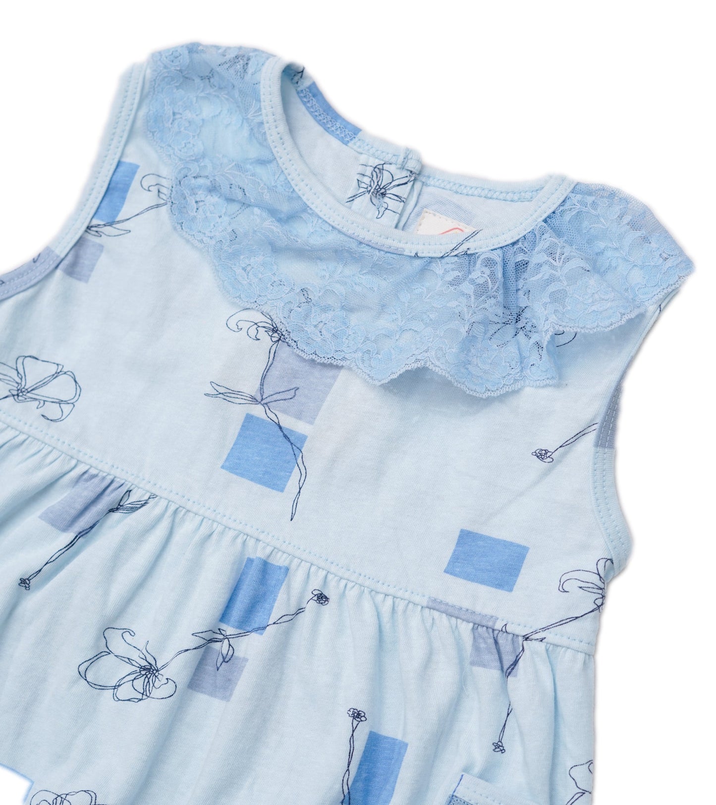 GIRLS SKY BLUE PRINTED DRESS