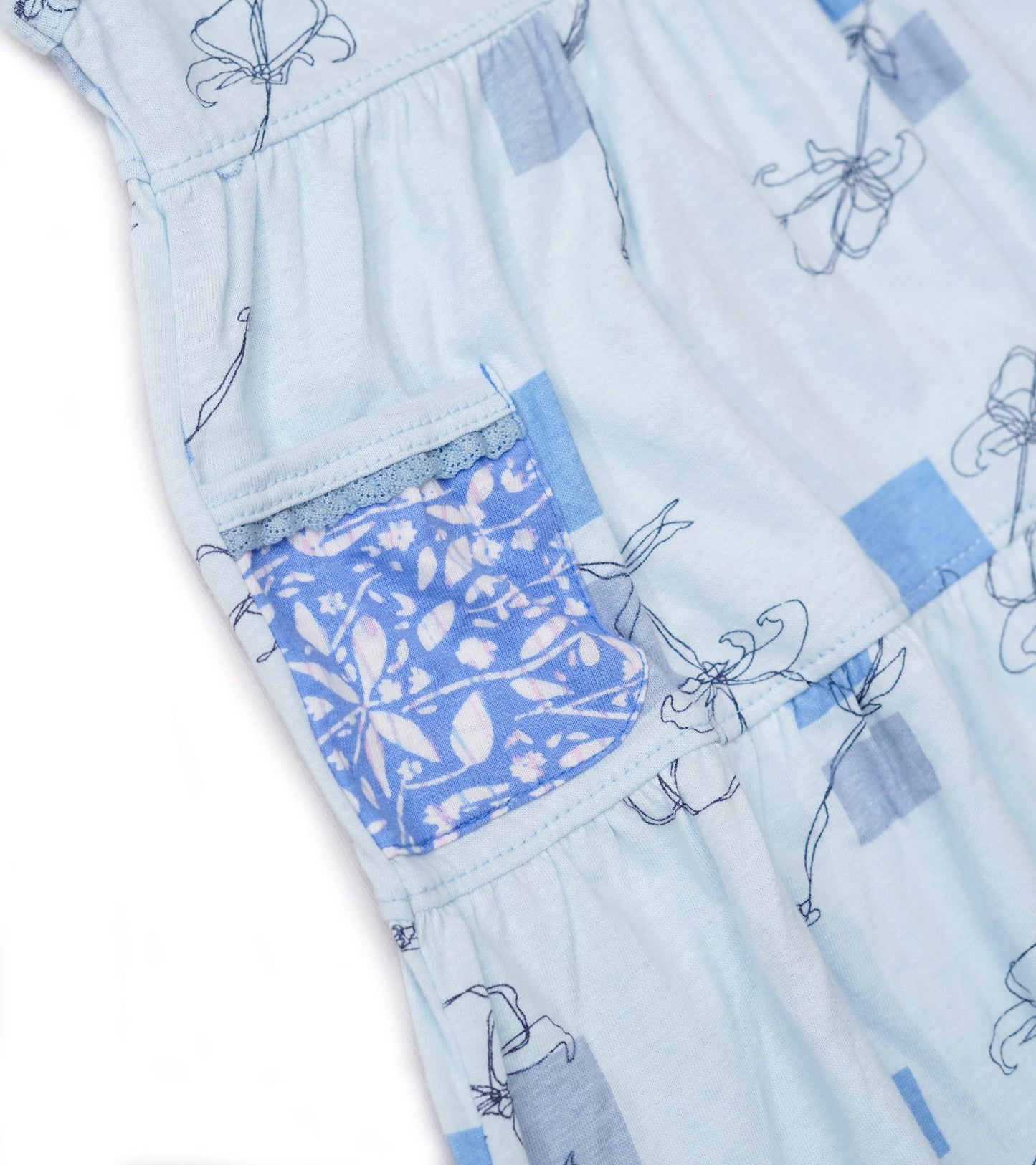 GIRLS SKY BLUE PRINTED DRESS