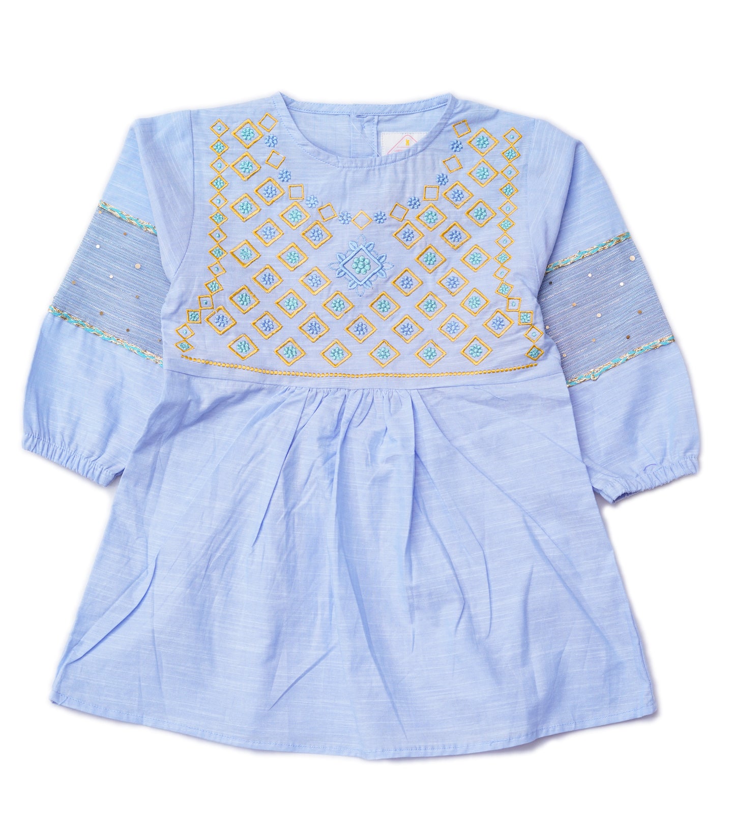 GIRLS SKY BLUE EMBROIDERY TOP