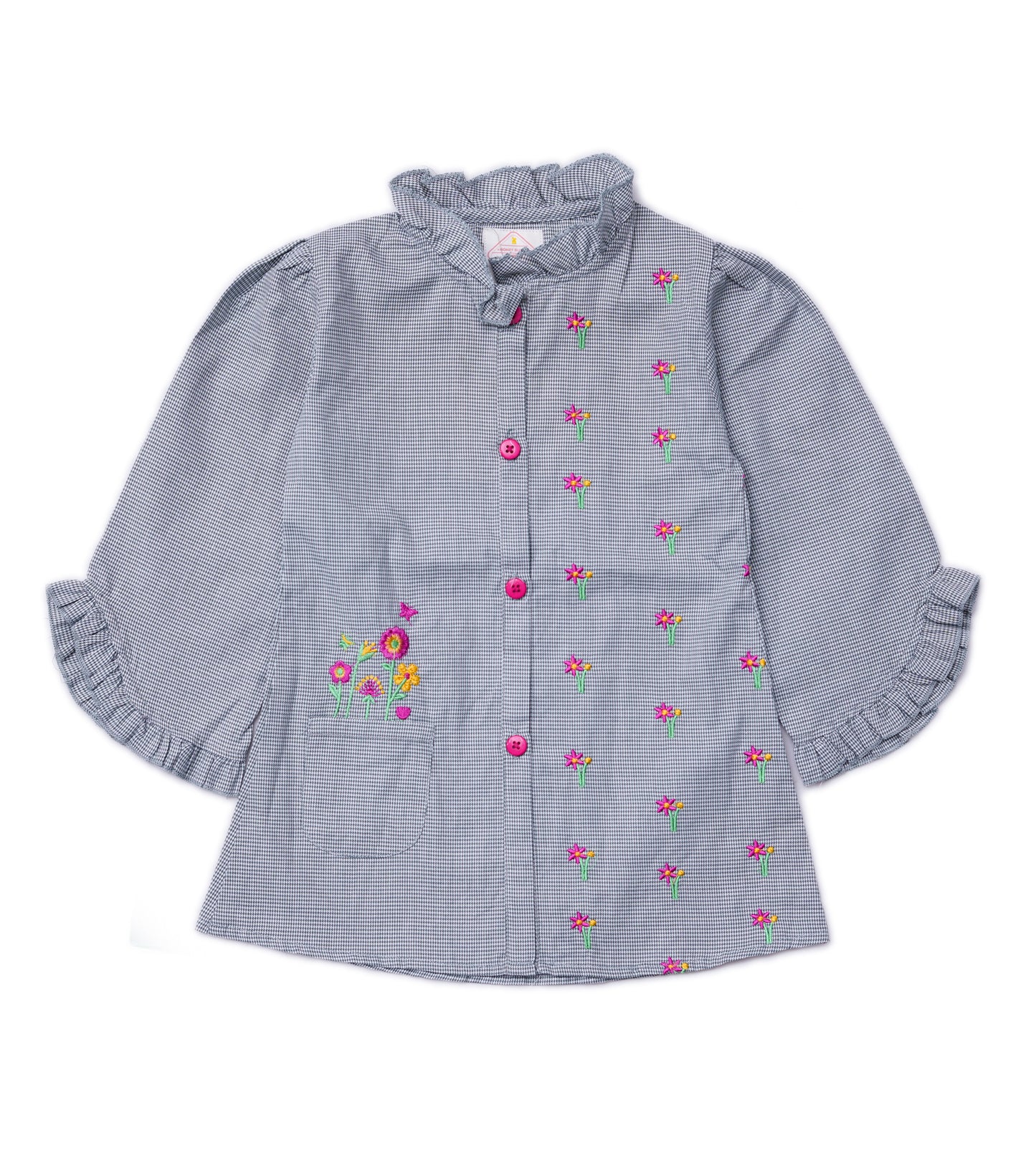 GIRLS POCKET AND ALL OVER EMBROIDERY TOP