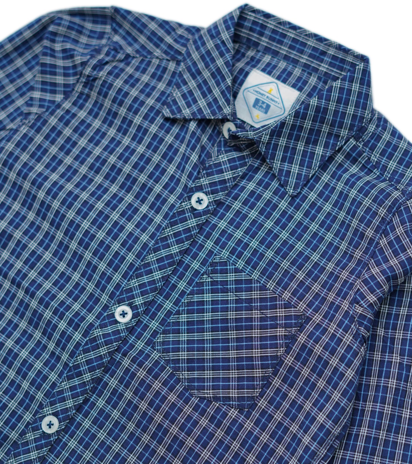 BOYS BLUE & GRAY SMALL CHECK SHIRT