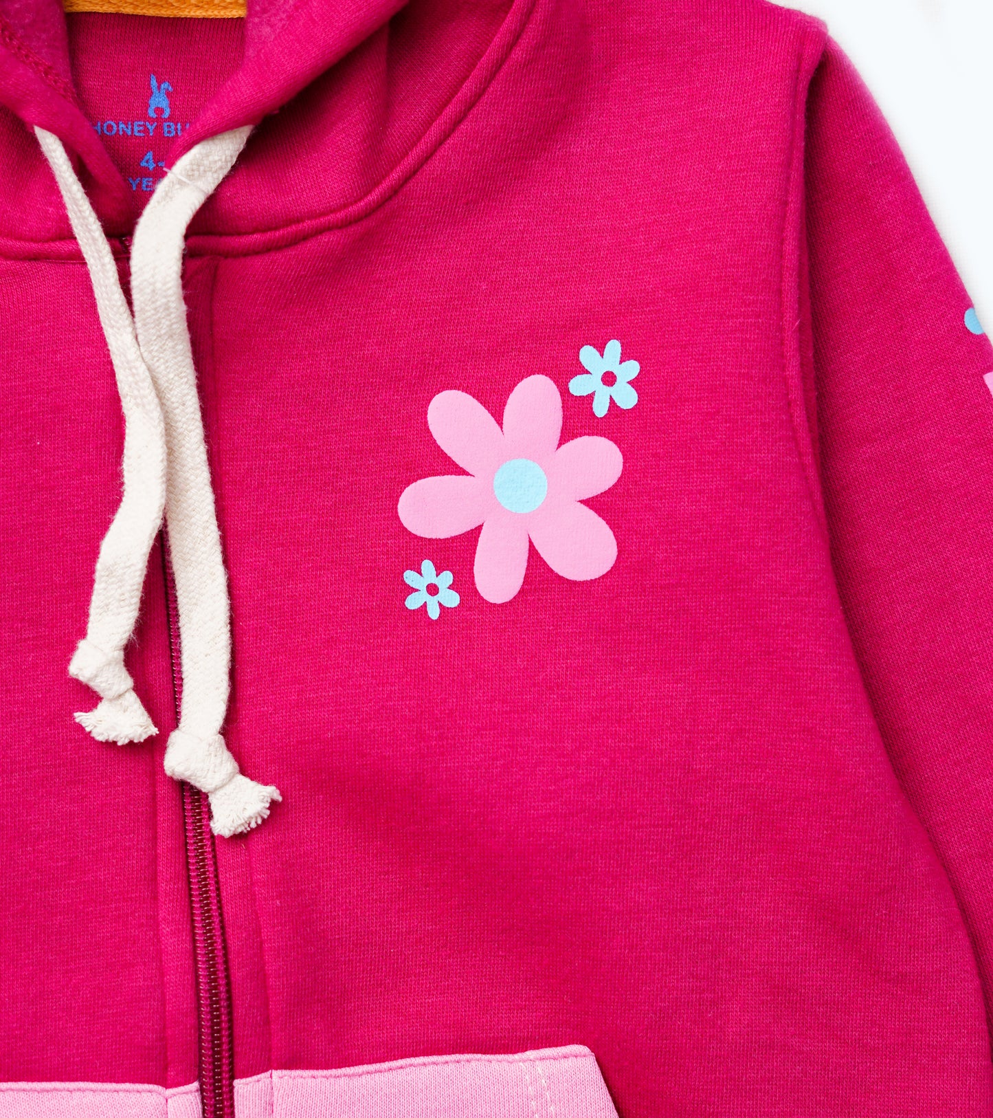 GIRLS FLORAL HOT PINK HOODIE