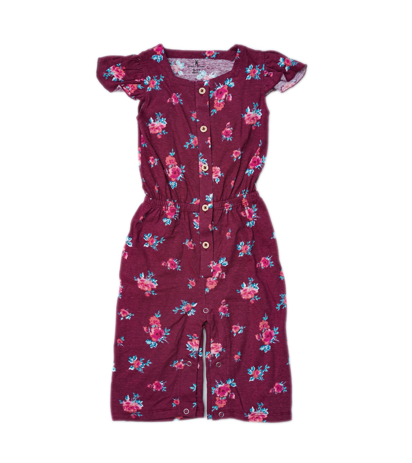 GIRLS RED FLOWER PRINTED JUMPSUIT