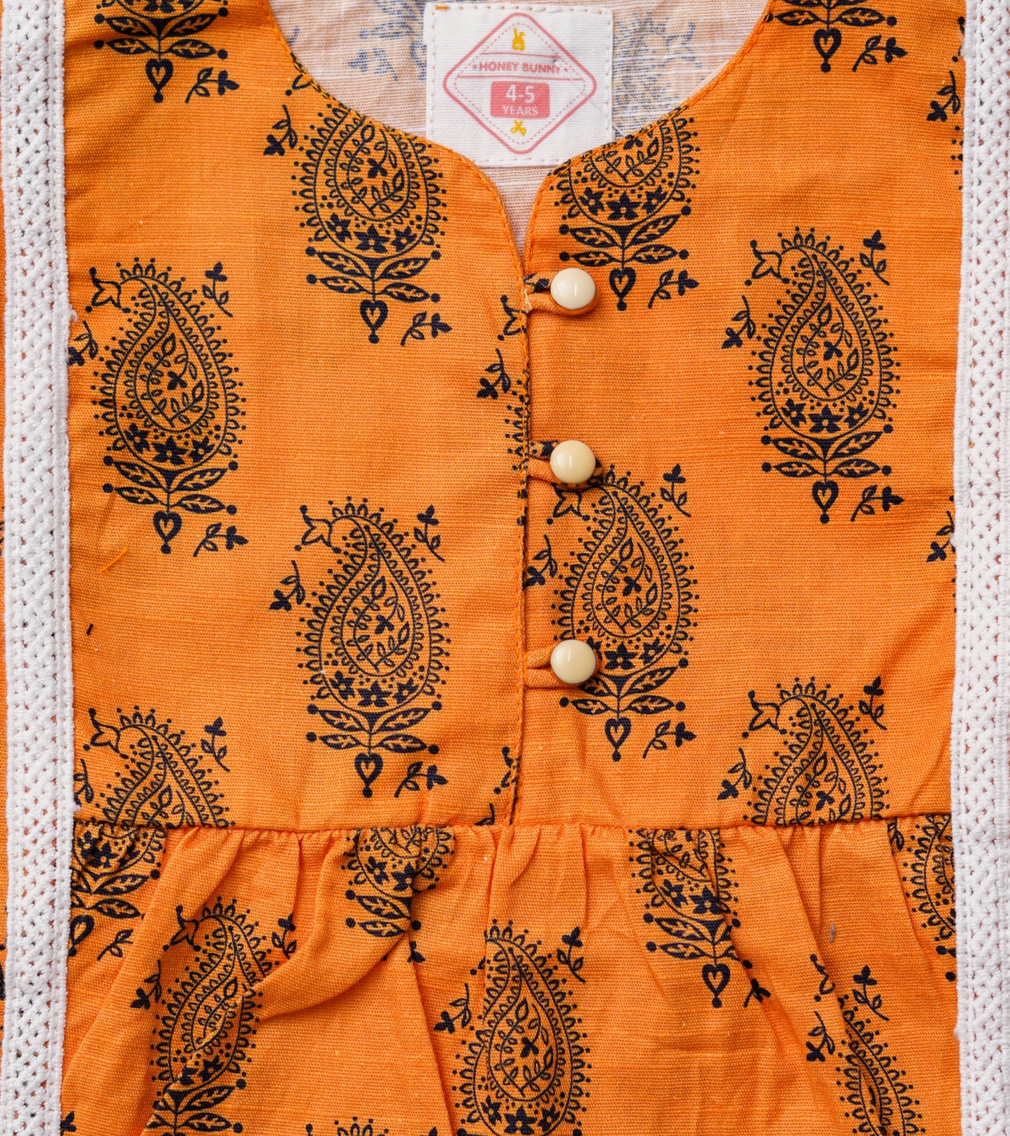 GIRLS KHADDAR PRINTED YELLOW KURTI