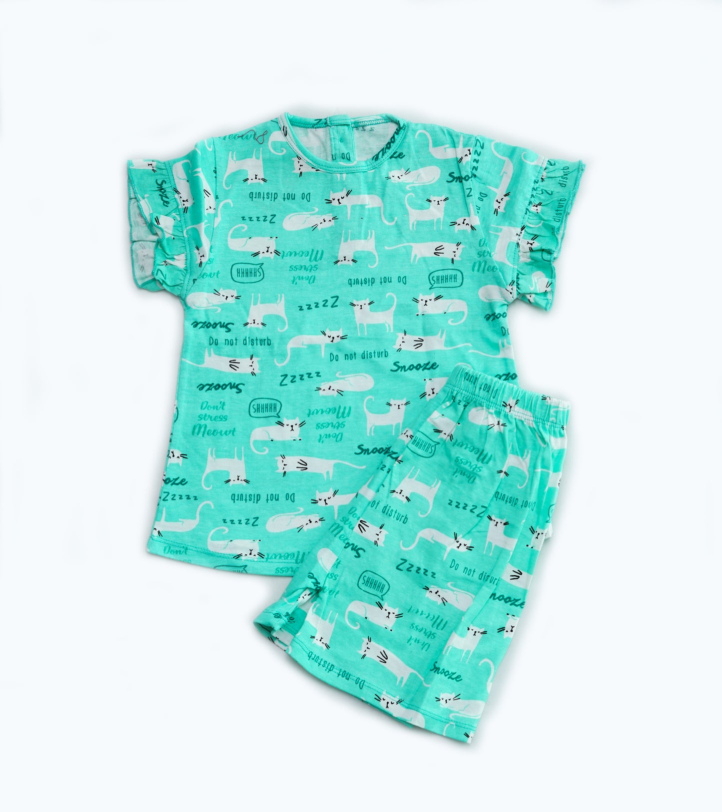 GIRLS MEOW PRINTED 2PC SET