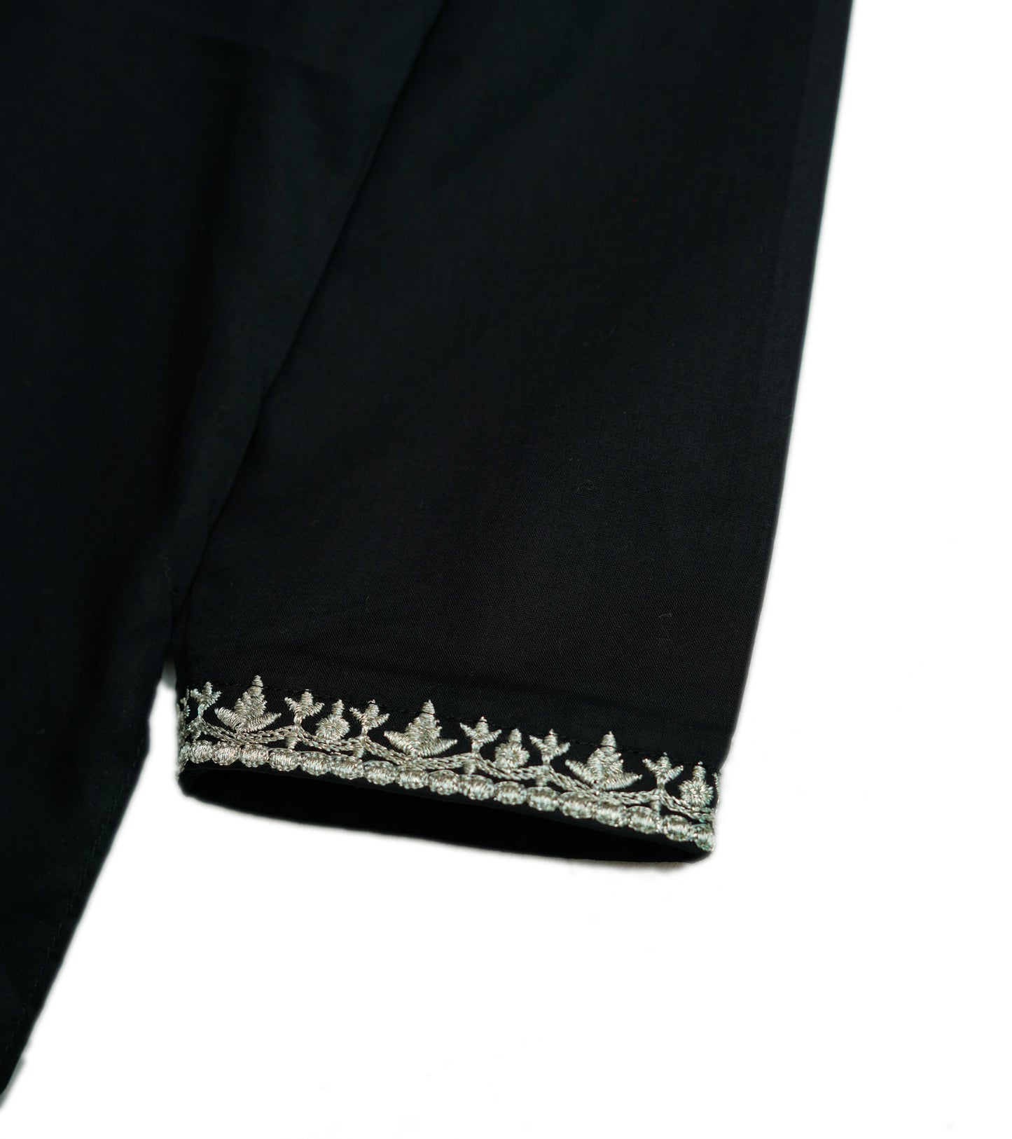 BOYS BLACK COTTON EMB KURTA TROUSER