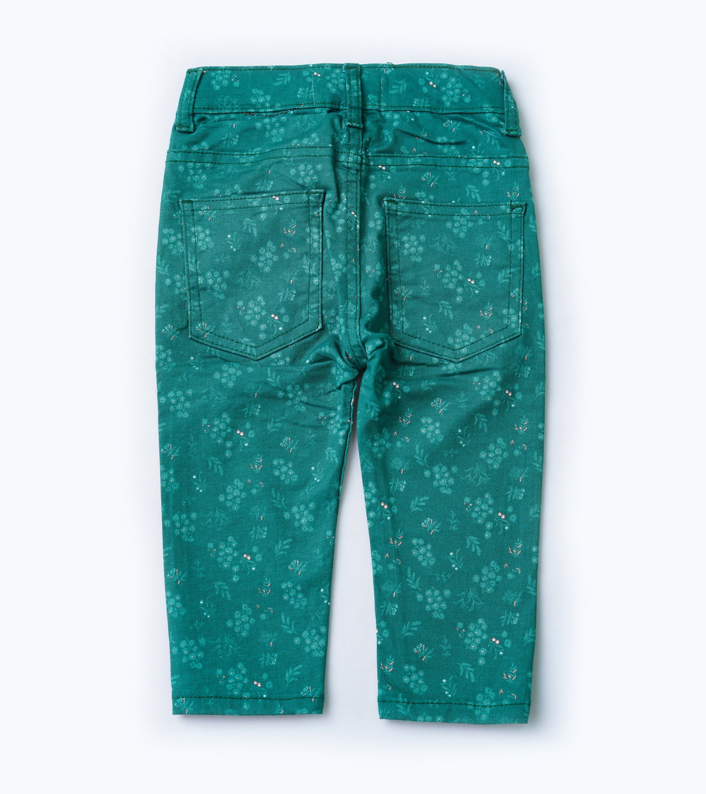 GIRLS GREEN PRINTED PANTS