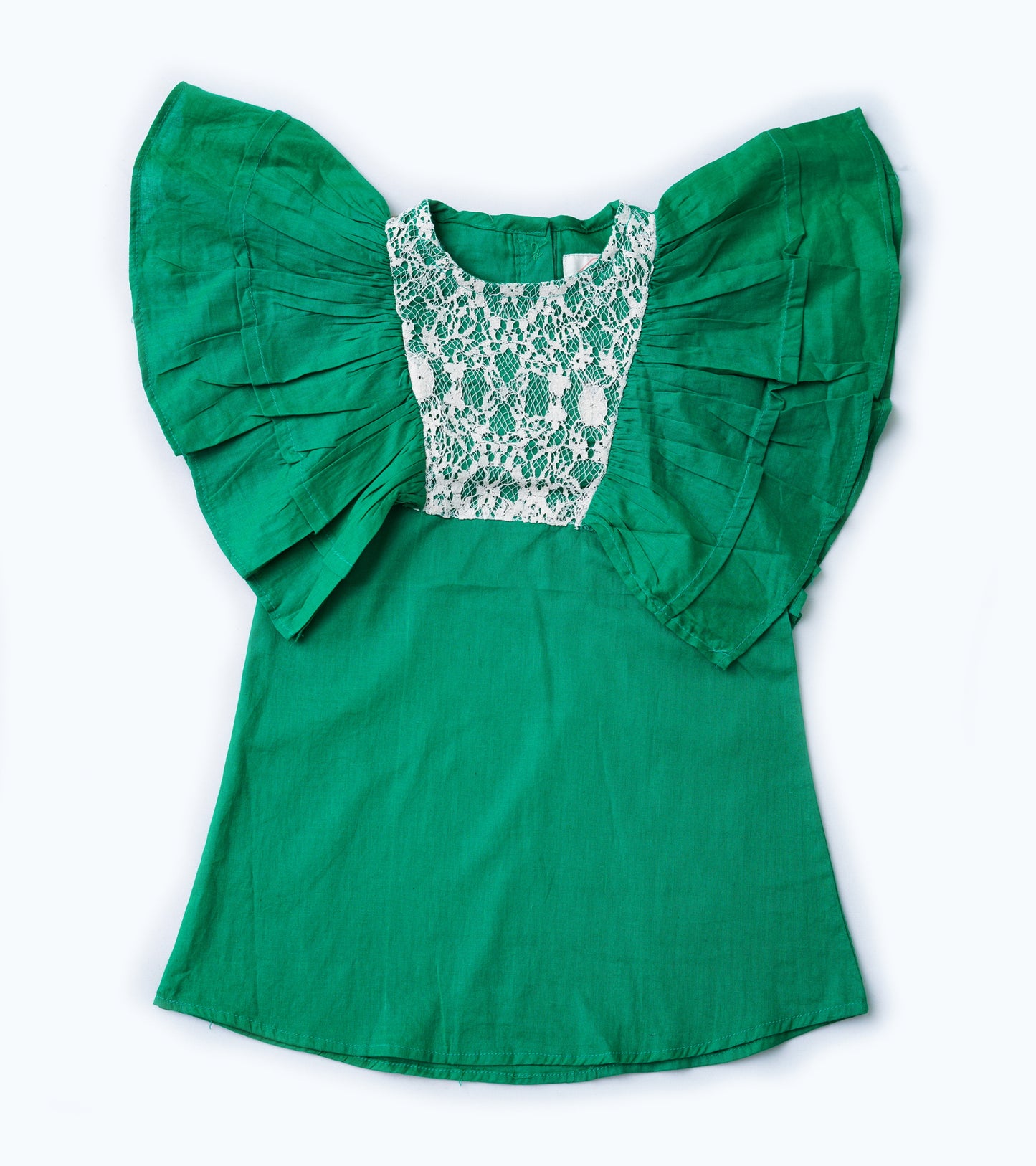 GIRLS GREEN LACE TOP