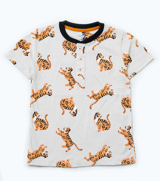 TIGER PRINTED HENLEY