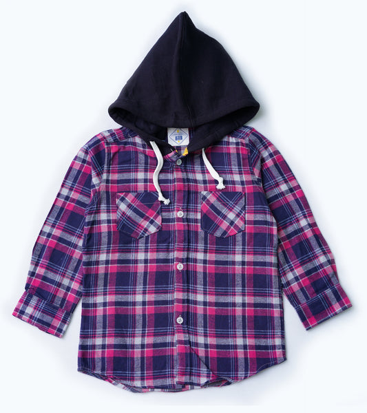 BOYS FLANNEL HOODED CHECK SHIRT