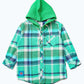 BOYS FLANNEL GREEN HOODED CHECK SHIRT