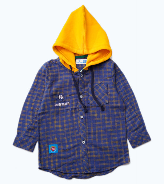 BOYS FLANNEL HB HOODED CHECK SHIRT