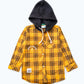 BOYS FLANNEL MUSTARD HOODED CHECK SHIRT