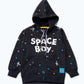 SPACE BOY PRINTED FLEECE ZIPPER HOODIE