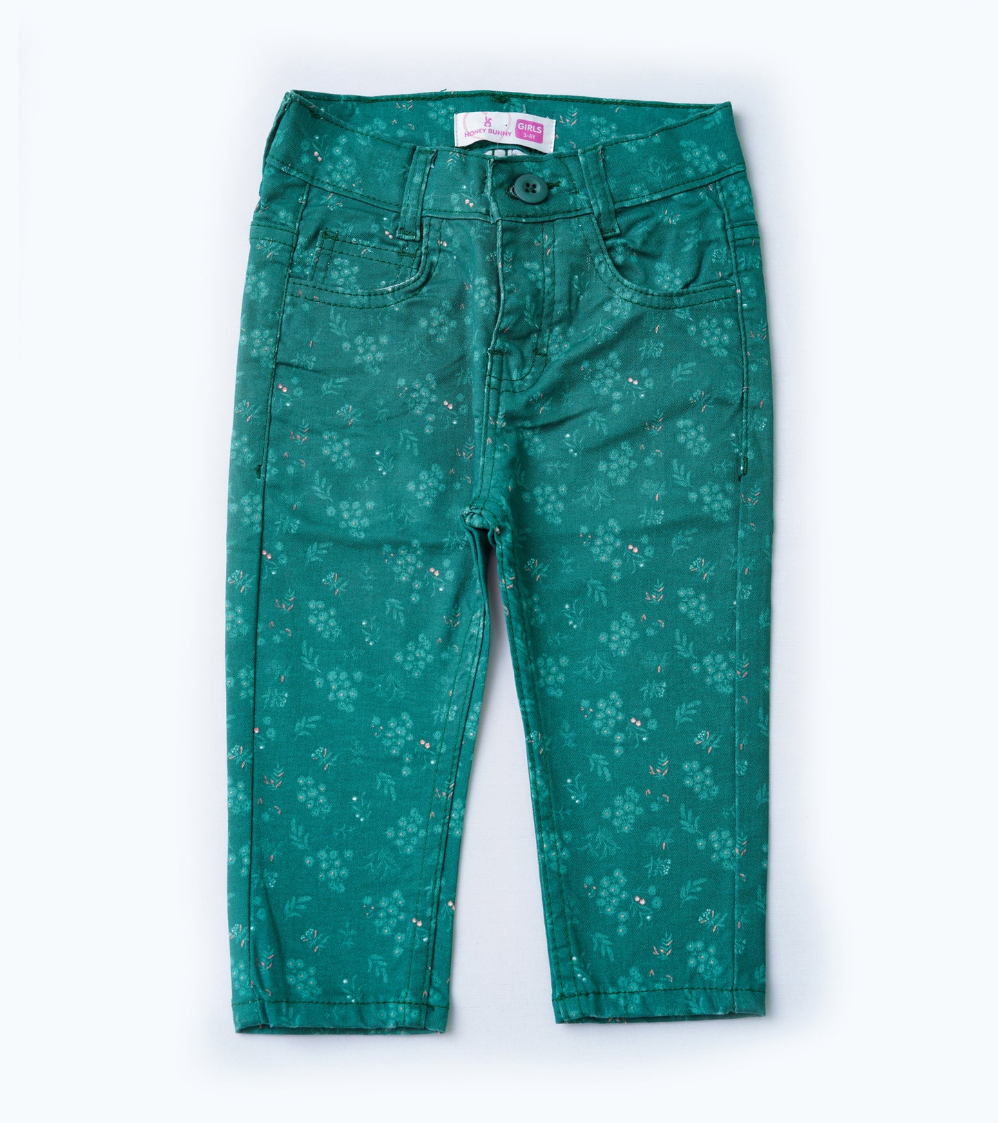 GIRLS GREEN PRINTED PANTS