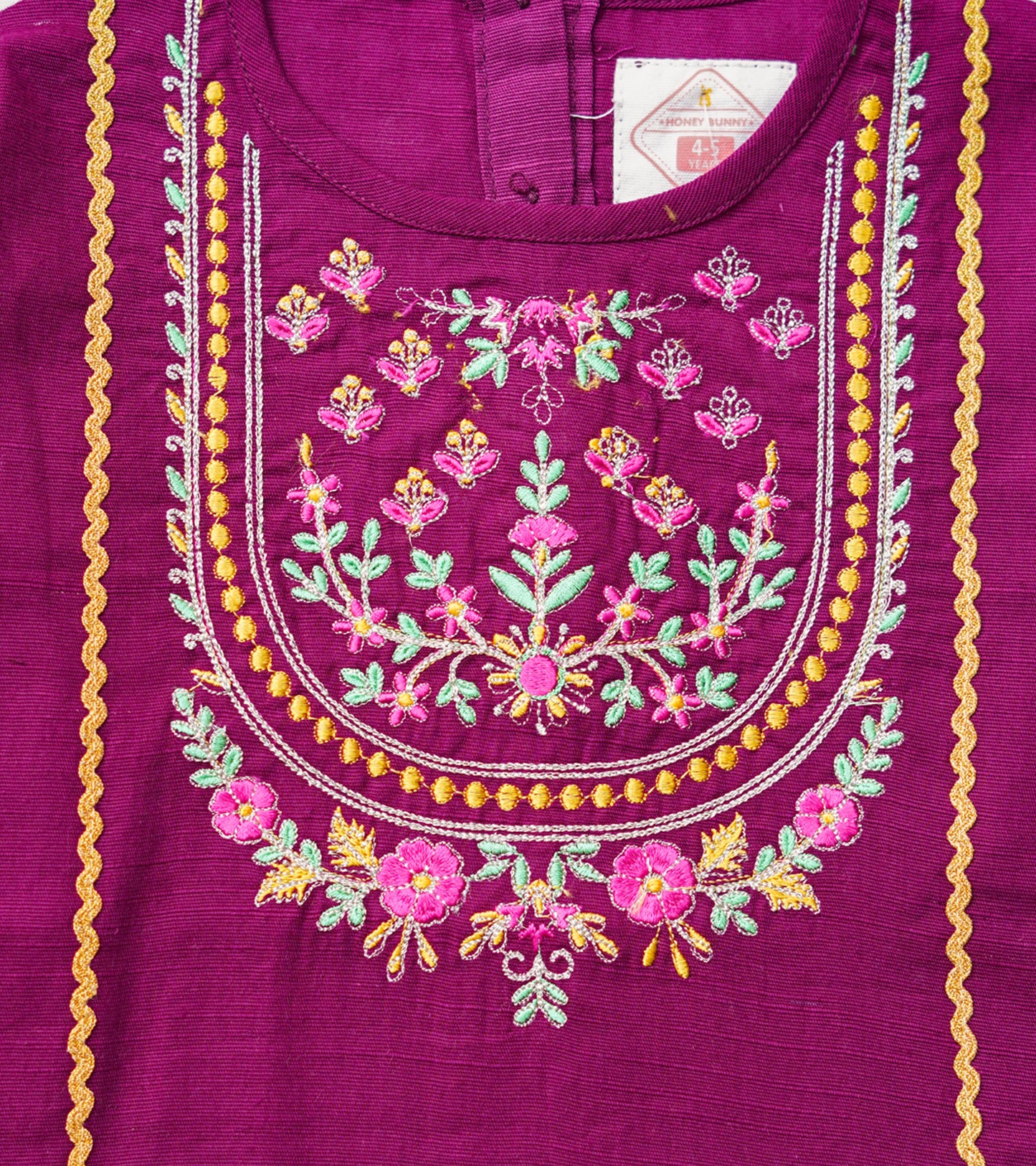 GIRLS KHADDAR PURPLE EMB TOP