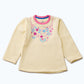 GIRLS FLORAL NECK GRAPHIC FLEECE TOP