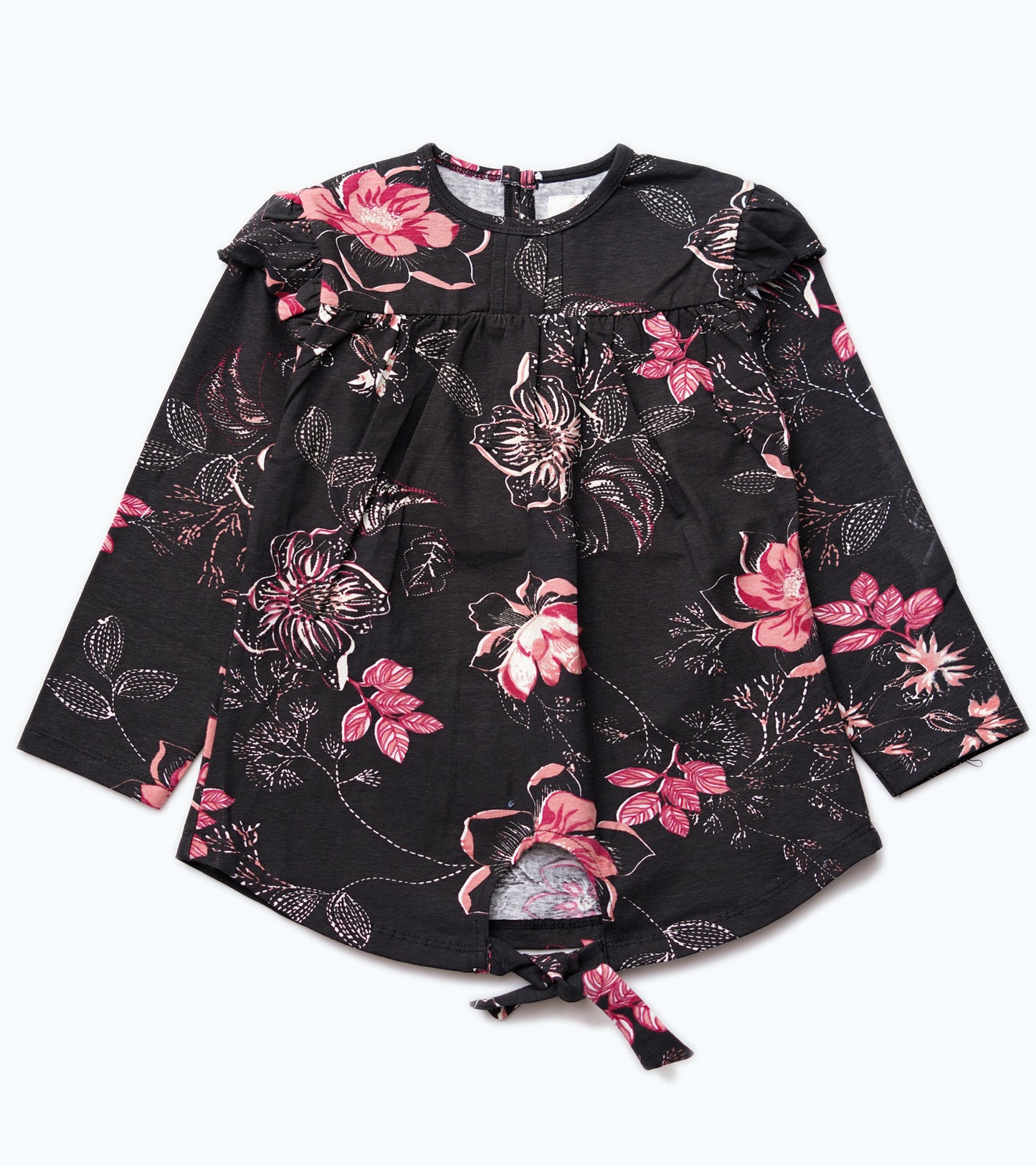 GIRLS PINK FLORAL PRINTED TOP