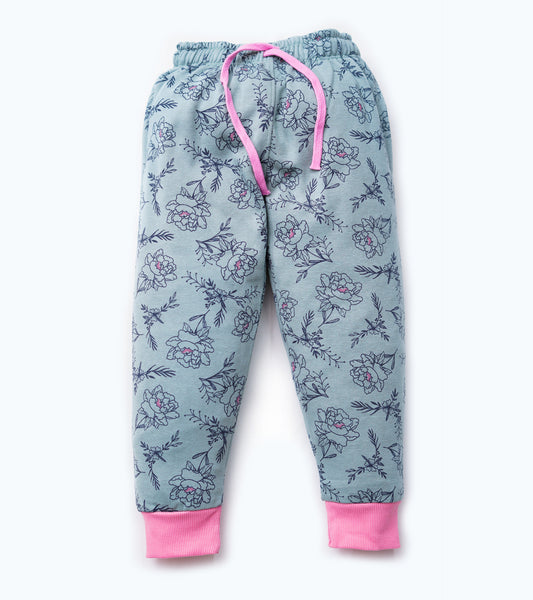 GIRLS FLORAL PRINTED FLEECE TROUSER