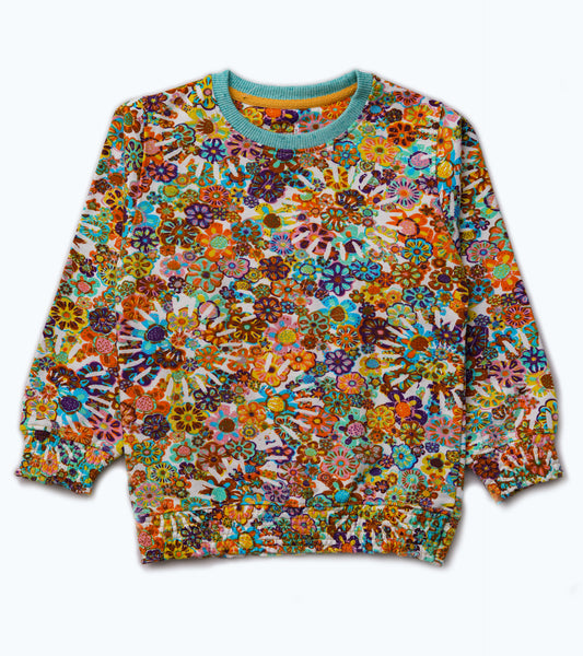 GIRLS PRINTED FLEECE SWEAT TOP