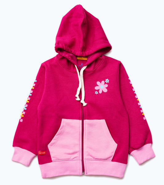 GIRLS FLORAL HOT PINK HOODIE