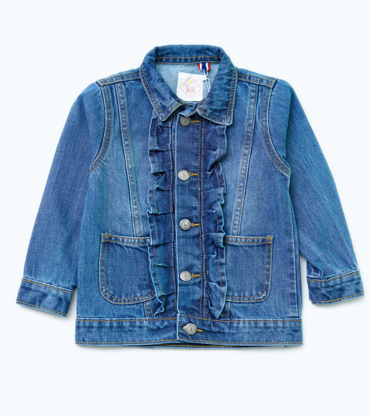 GIRLS FRILL DENIUM LIGHT BLUE JACKET