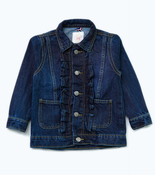 GIRLS FRILL DENIUM BLUE JACKET