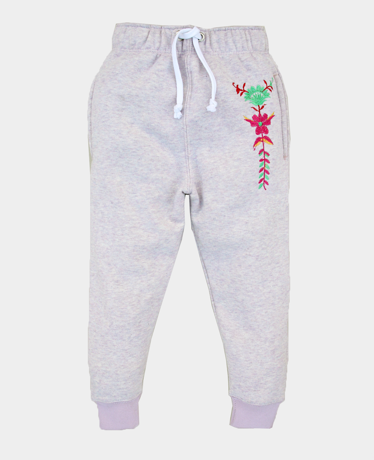 GIRLS EMB LIGHT PURPLE FLEECE TROUSER